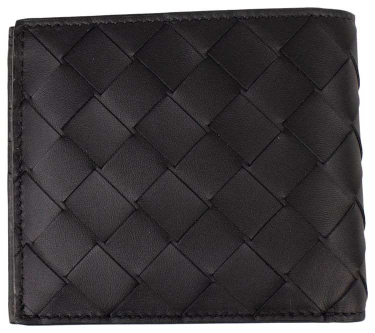 Bottega Veneta Intrecciato Bi Fold Wallet Black