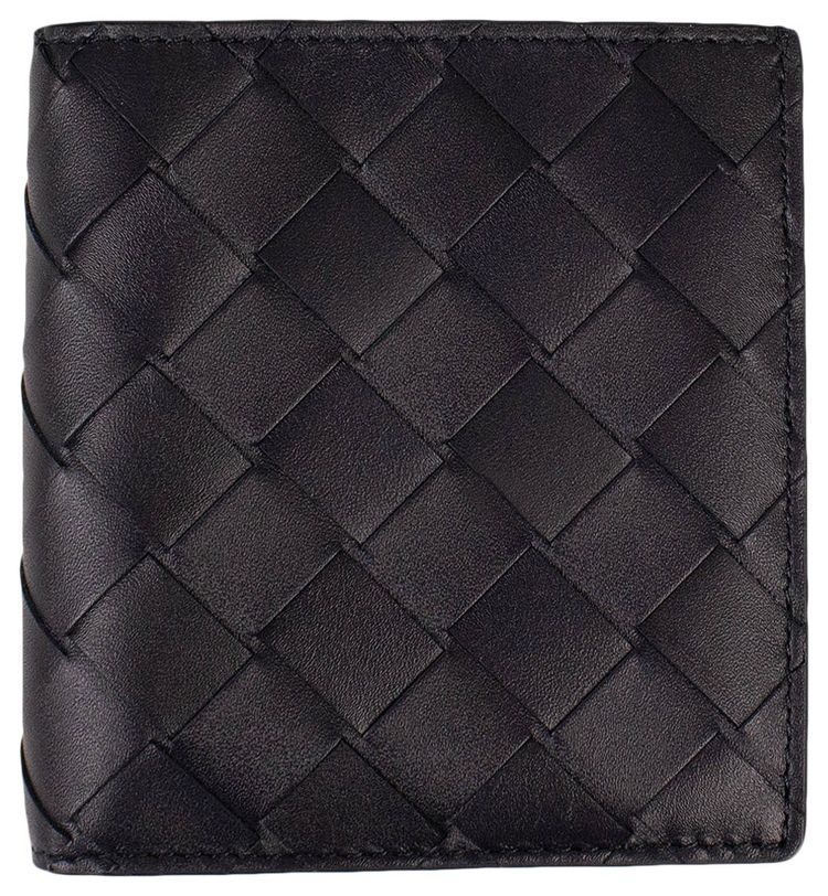 Bottega Veneta Intrecciato Bi Fold Wallet Navy Blue