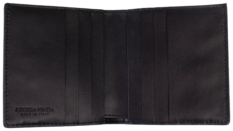 Bottega Veneta Intrecciato Bi Fold Wallet Navy Blue
