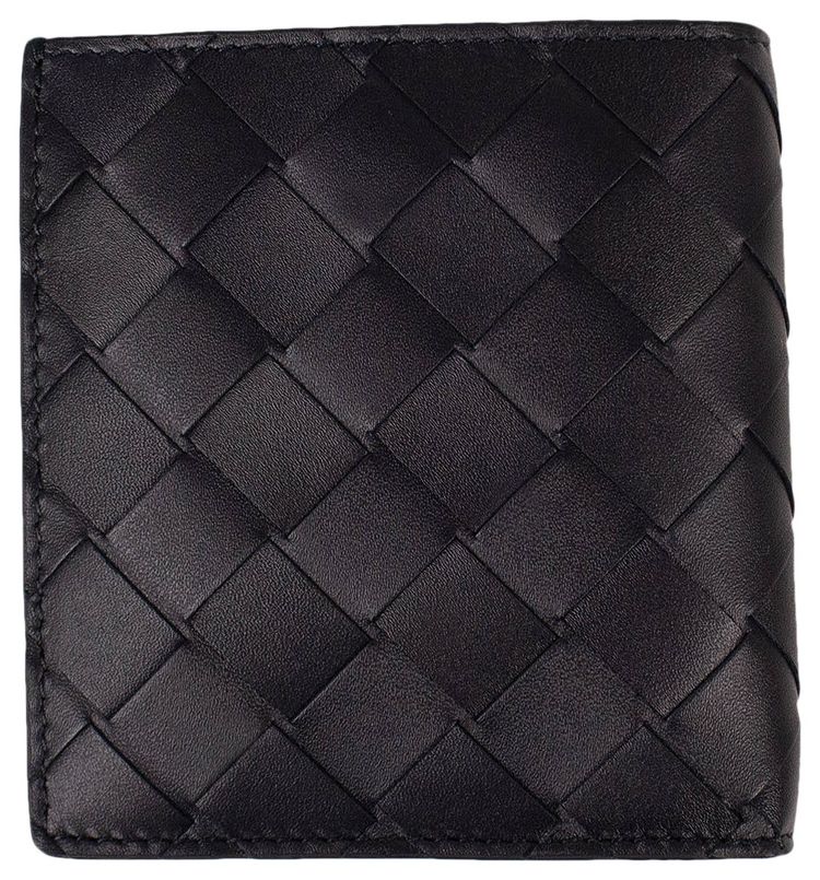 Bottega Veneta Intrecciato Bi Fold Wallet Navy Blue