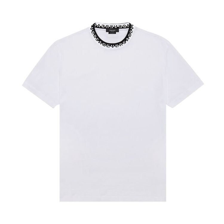 Versace Logo Collar T Shirt Optical White