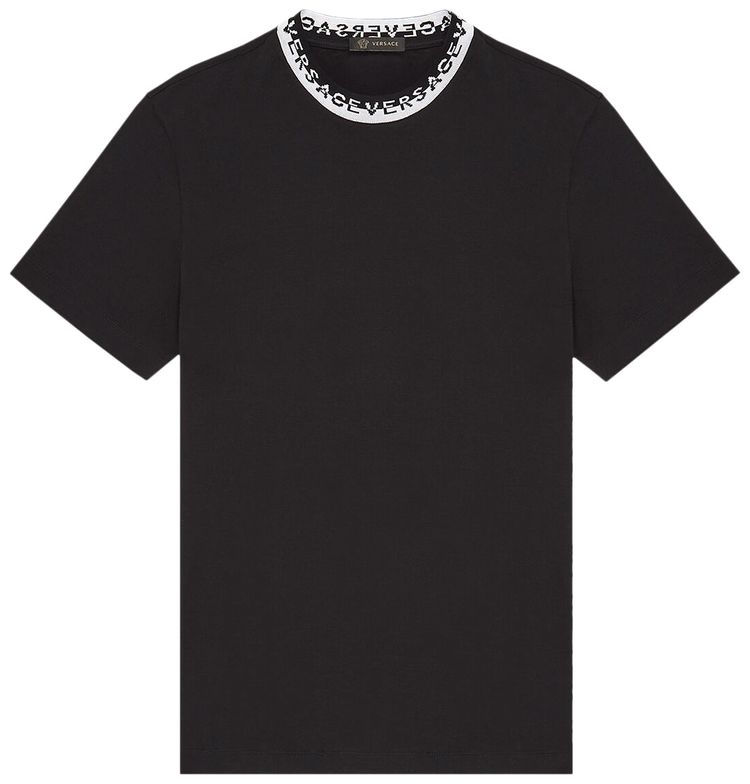 Versace Logo Collar T Shirt Black