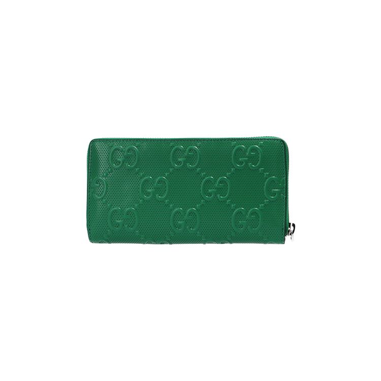 Gucci GG Embossed Zip Around Wallet Green