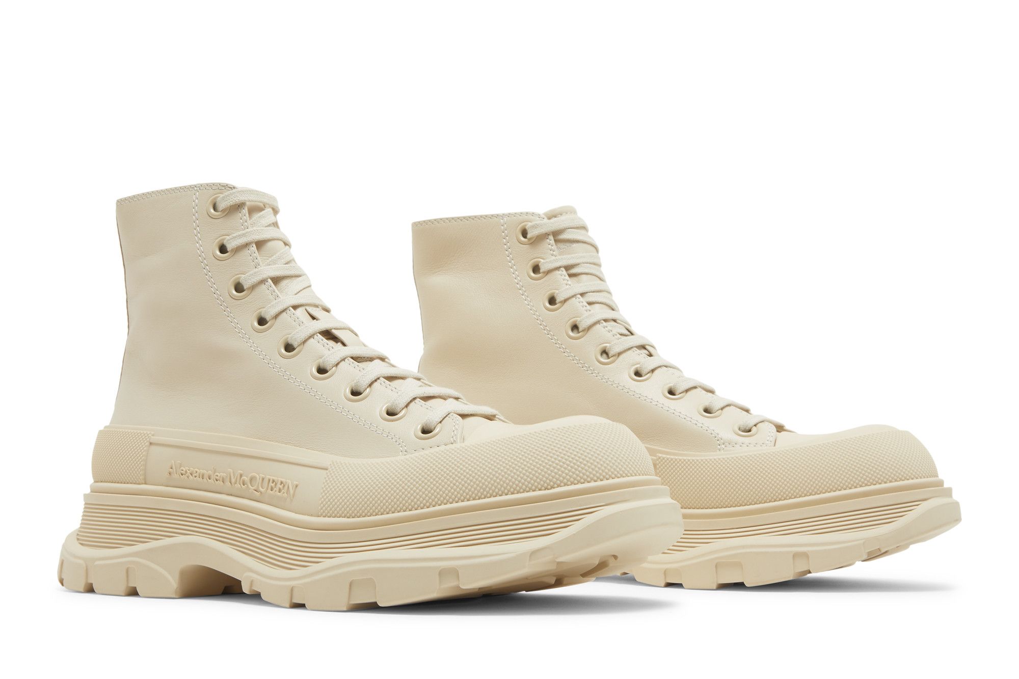 スニーカー Tread Sneakers - Alexander McQueen - Leather - Beige Women's Luxury Sneakers - Alexander McQueen Tread Slick high