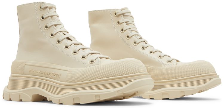 Alexander McQueen Tread Slick Boot Beige Leather