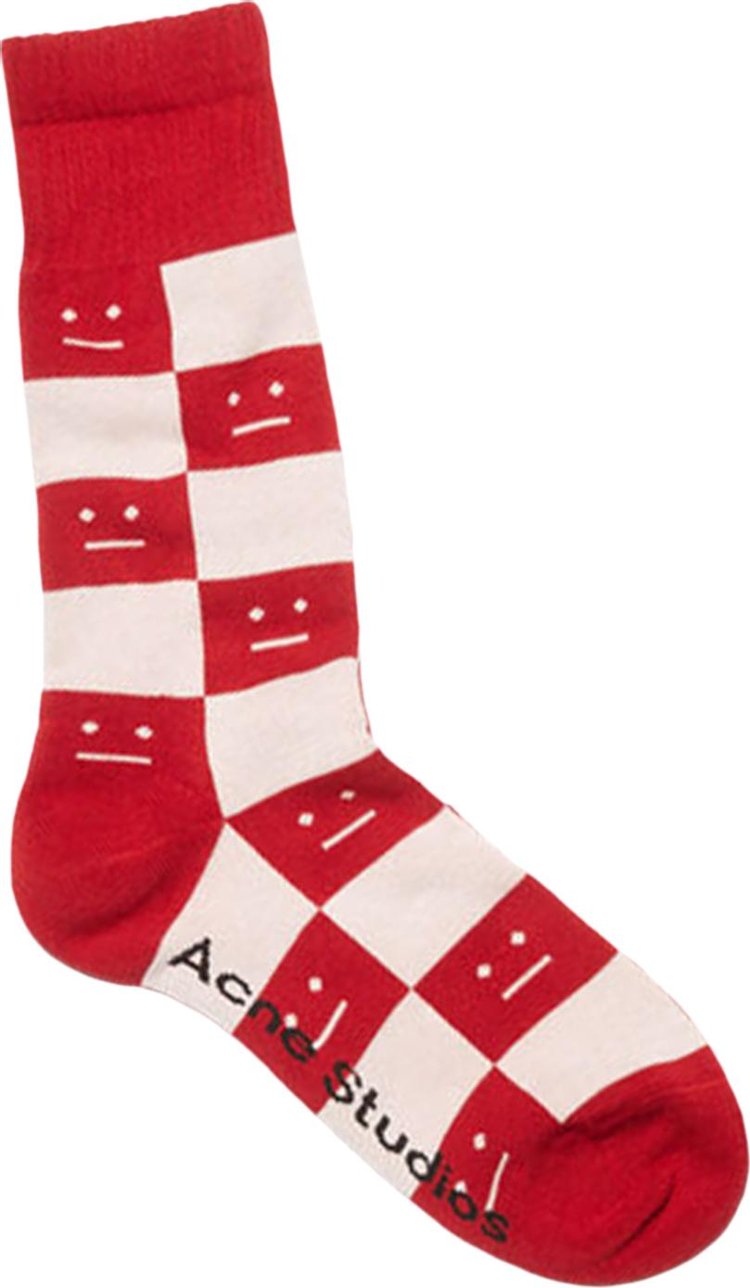 Acne Studios Checkerboard Socks 'Deep Red'