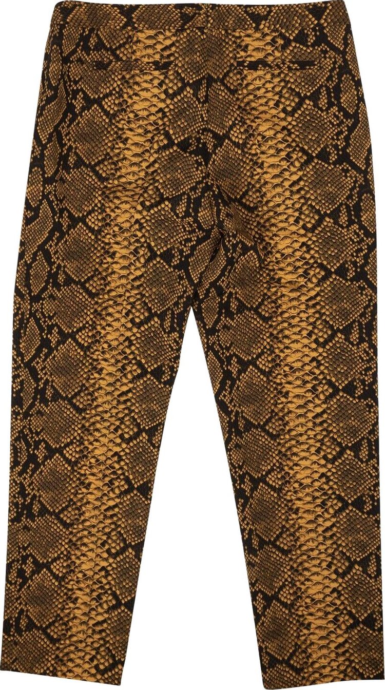 Dries Van Noten Snake Print High Rise Wool Pants Gold