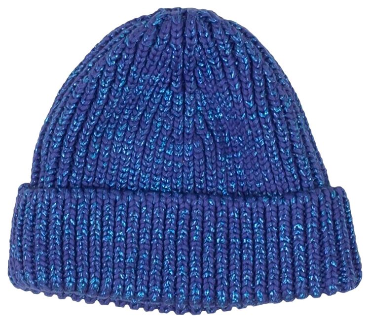 Off White Hand Lurex Sparkly Beanie Blue