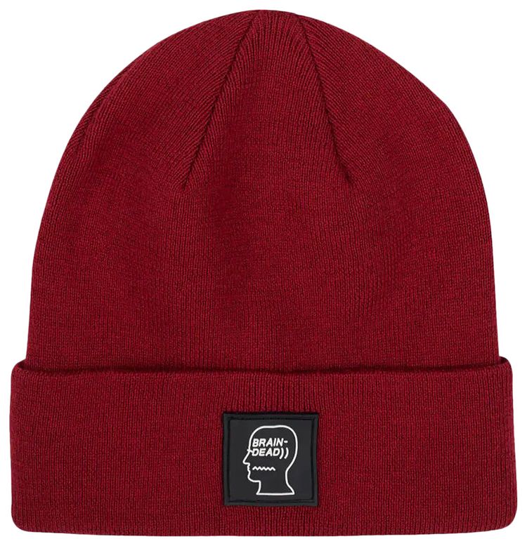 Brain Dead Logo Head Wool Beanie Maroon