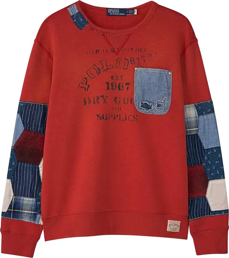 Polo Ralph Lauren Denim Patchwork Sweatshirt 'New Brick'