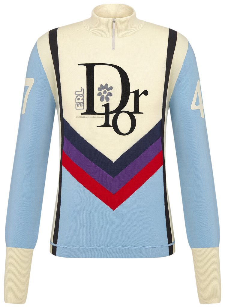 Dior x ERL Zipped-Collar Sweater 'Blue/White'