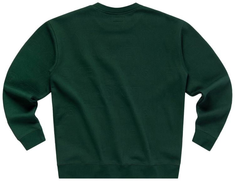 Market Emboss Print Fleece Crewneck Forest