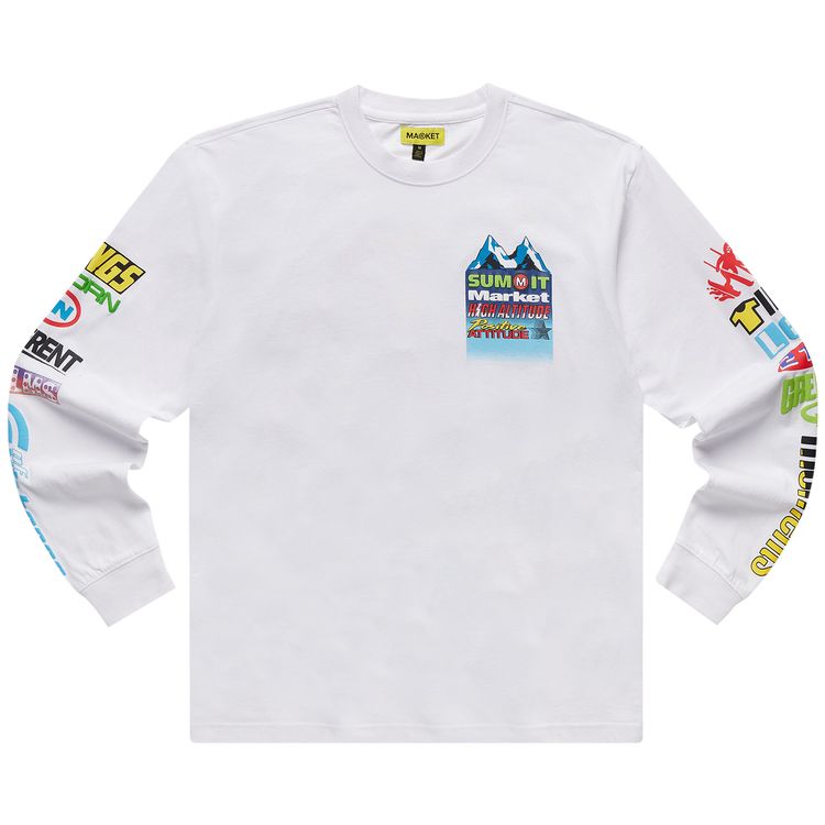 Market Slopes Up Long Sleeve T Shirt White