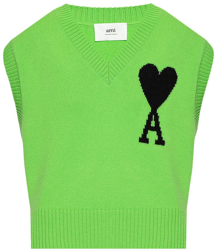 Buy Ami Sleeveless Sweater 'Neon Vert/Noir' UKS702 018 324 GOAT