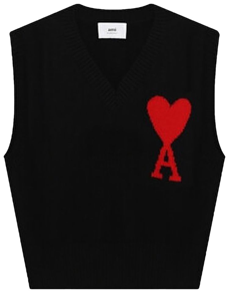 Ami Sleeveless Sweater BlackRed