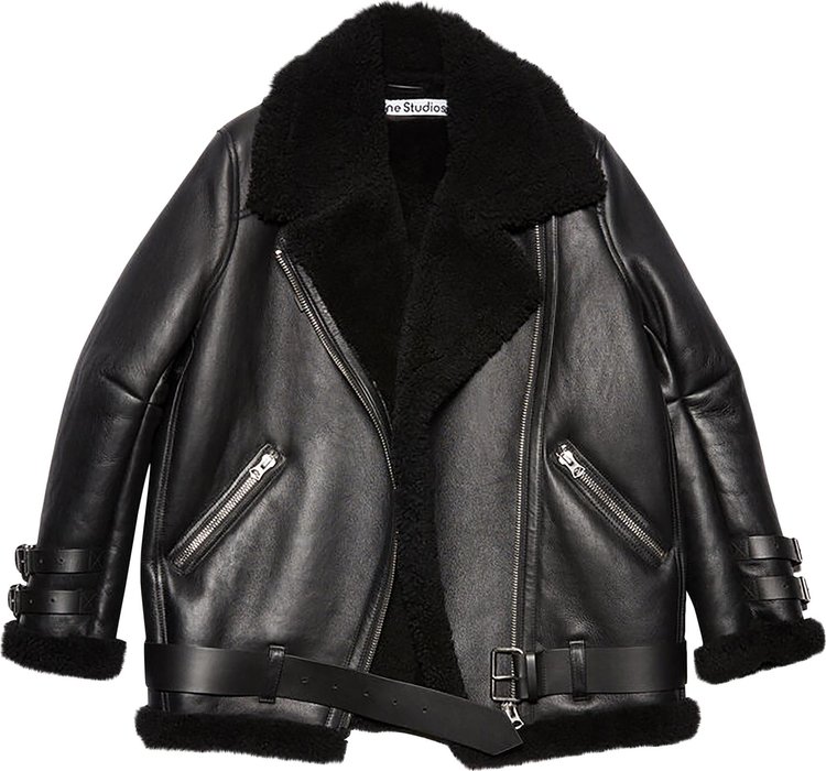 Acne Studios Leather Shearling Jacket 'Black'