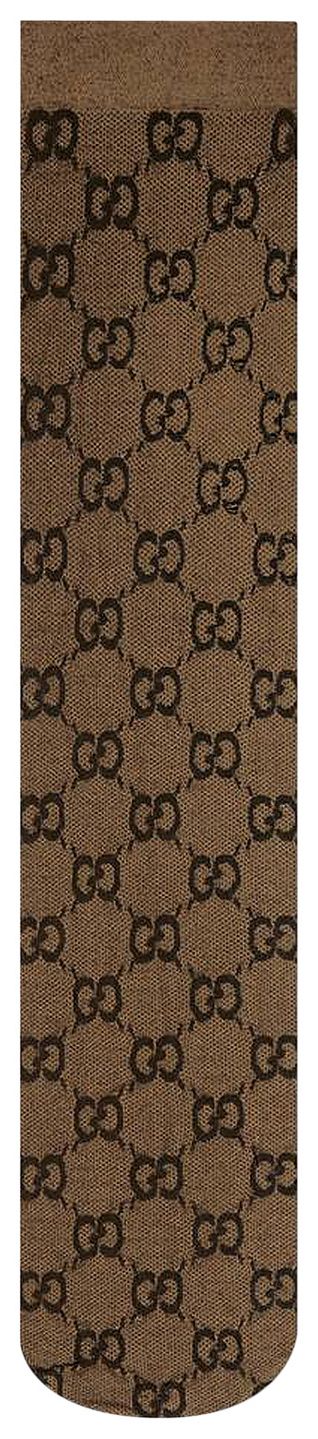 Gucci GG Pattern Socks BeigeDark Brown
