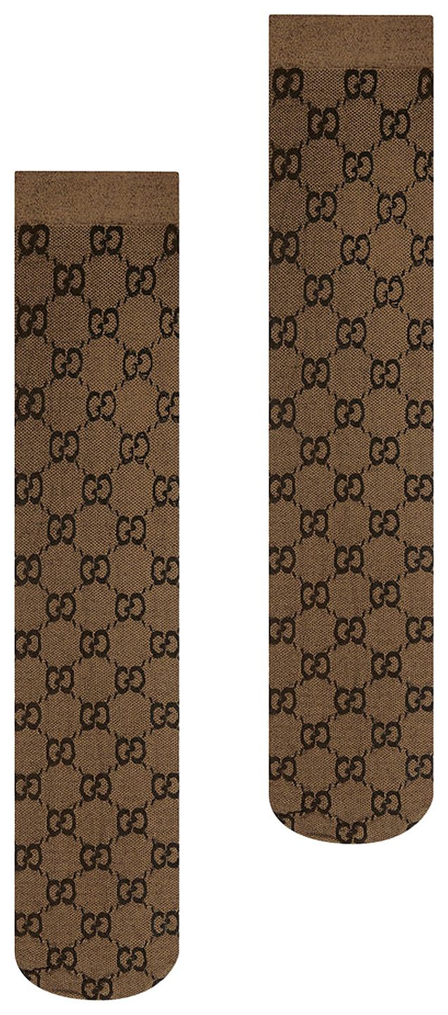 Gucci GG Pattern Socks BeigeDark Brown