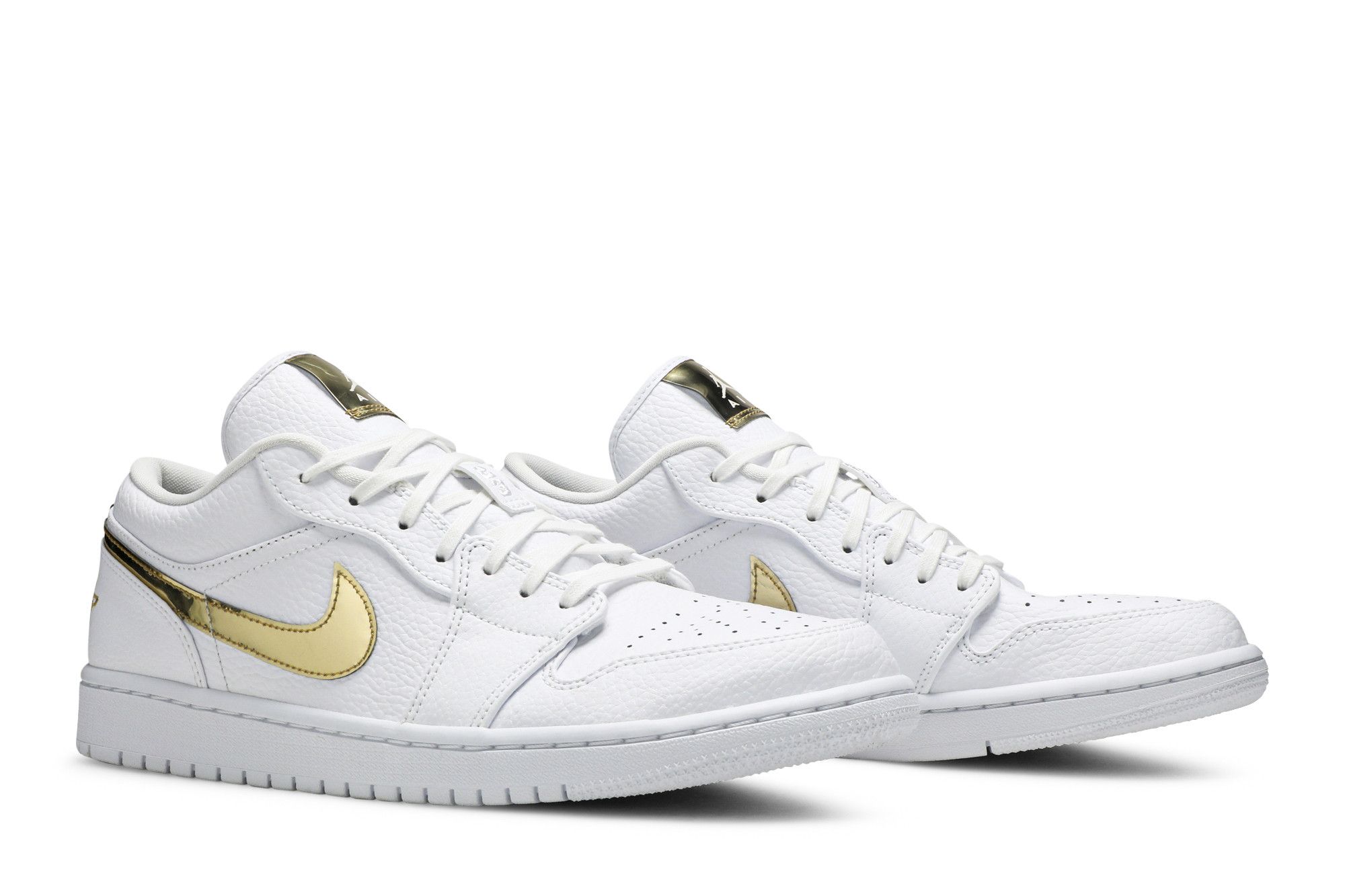 スニーカー Nike Air Jordan 1 Low White llic Gold WMNS 2020 AW 20 Nike WMNS Air Jordan 1 Low SE White Metallic Gold CZ4776-100