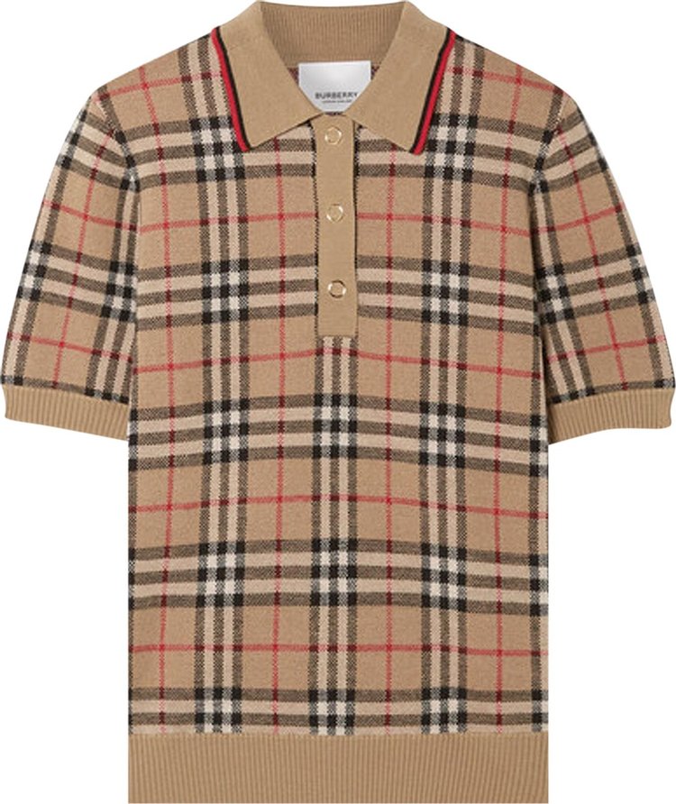 Buy Burberry Vintage Check Wool Polo Shirt 'Archive Beige' - 8017141 | GOAT