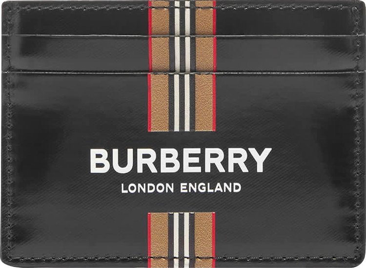 Burberry Icon Stripe Leather International Bifold Wallet Black
