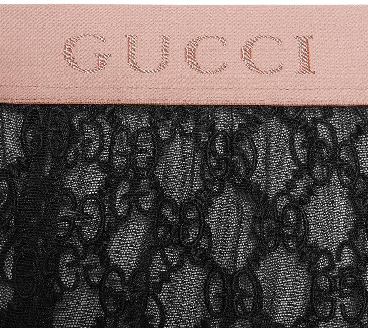 Gucci GG Embroidered Tulle Leggings Black