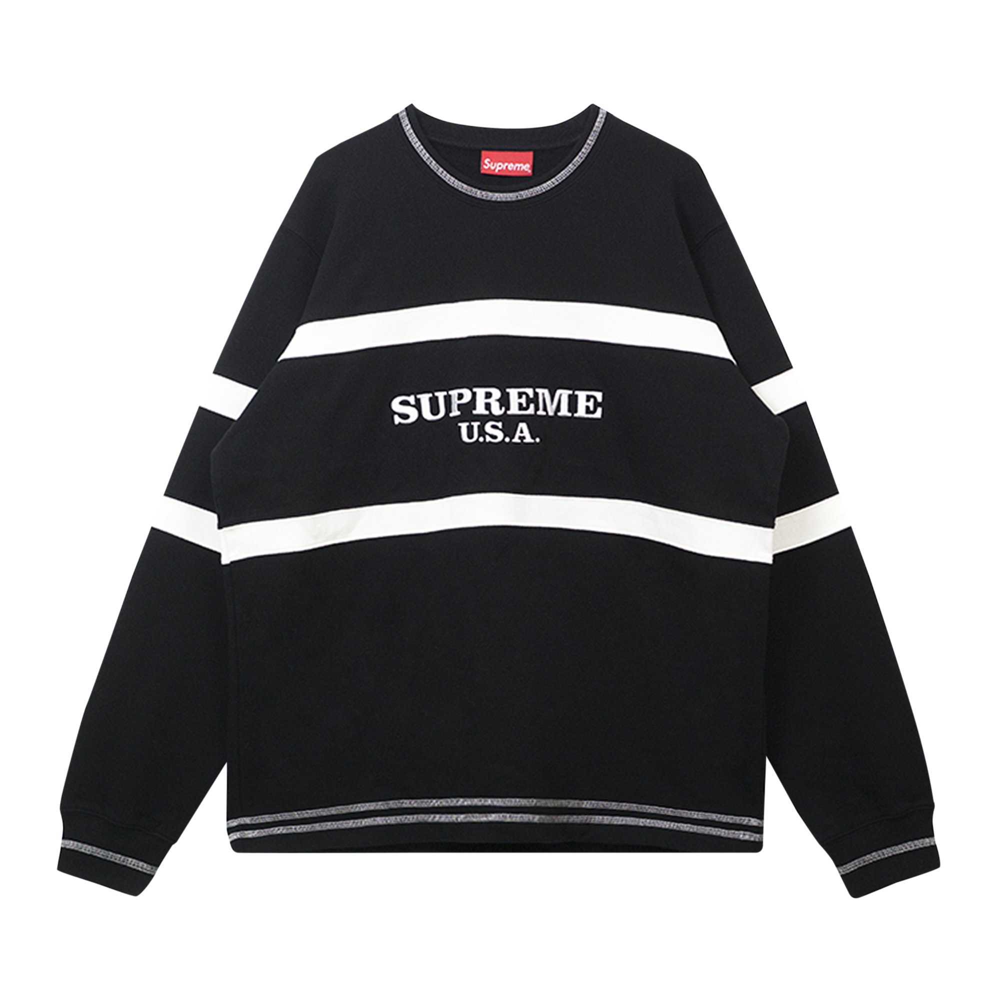 Buy Supreme Center Stripe Crewneck 'Black' - FW16SW37 BLACK | GOAT