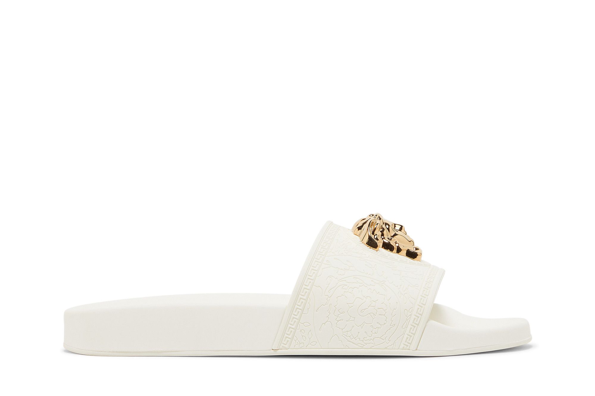 White and gold versace slides clearance