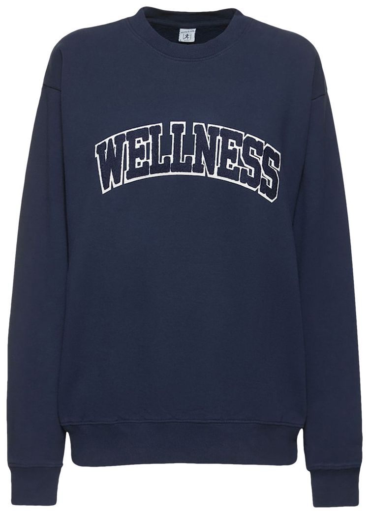 Sporty  Rich Wellness Boucle Crewneck NavyWhite
