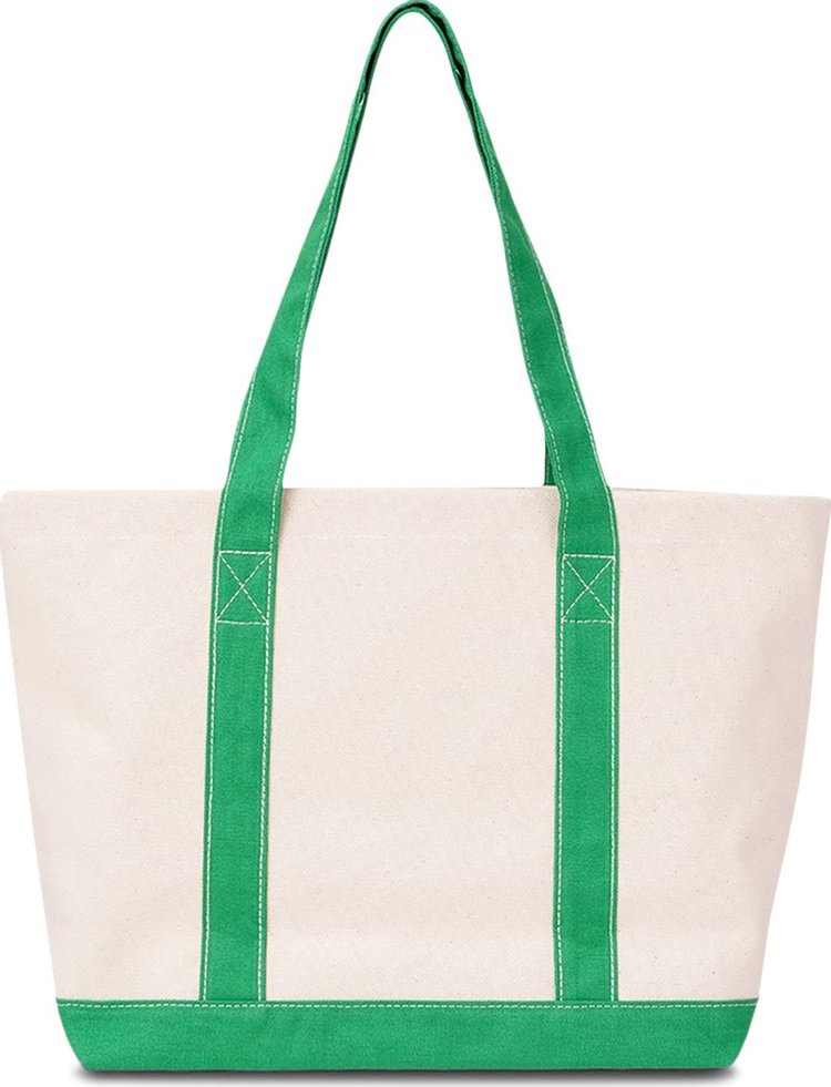 Sporty  Rich Serif Two Tone Tote VerdeWhite