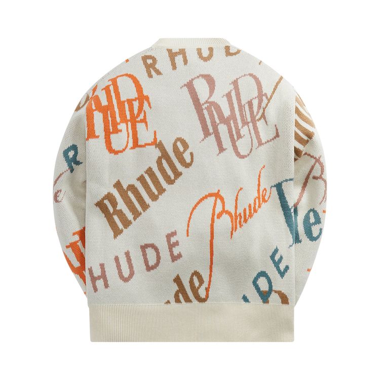 Rhude Jacquard Logo Knit Crewneck IvoryMulticolor