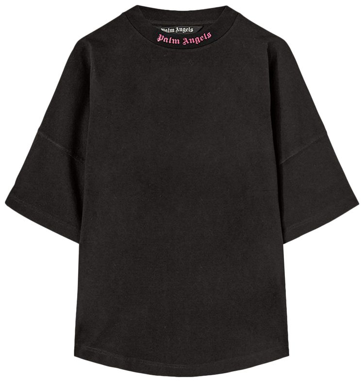Palm Angels Doubled Logo Over Tee BlackFuchsia