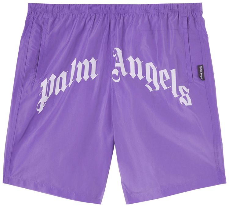 Palm Angels Curved Logo Swim Short VioletWhite