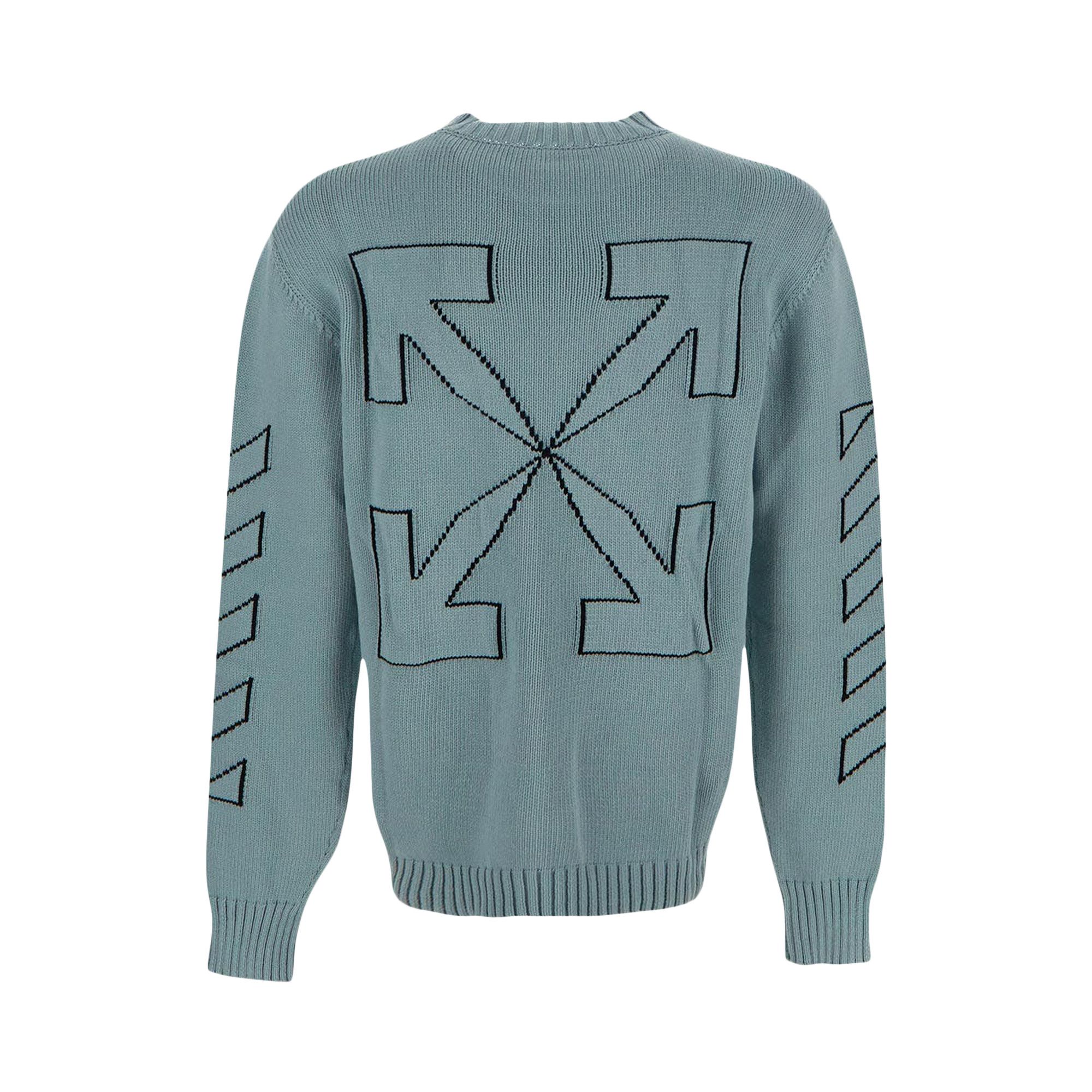 Buy Off-White Diag Outline Knit Crewneck 'Ice Black