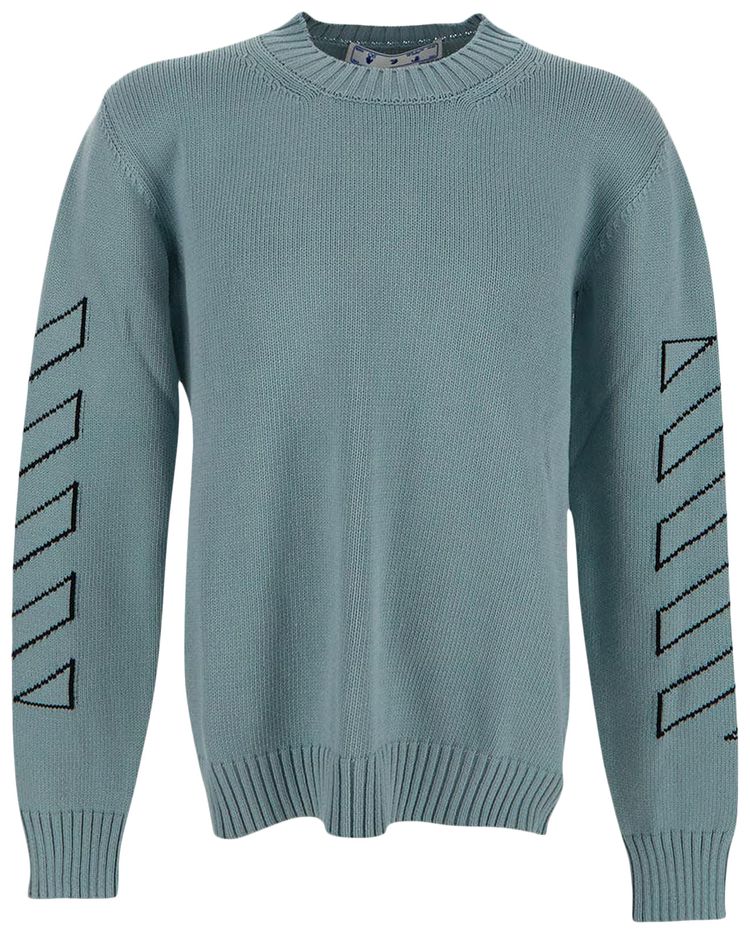 Off White Diag Outline Knit Crewneck Ice Black