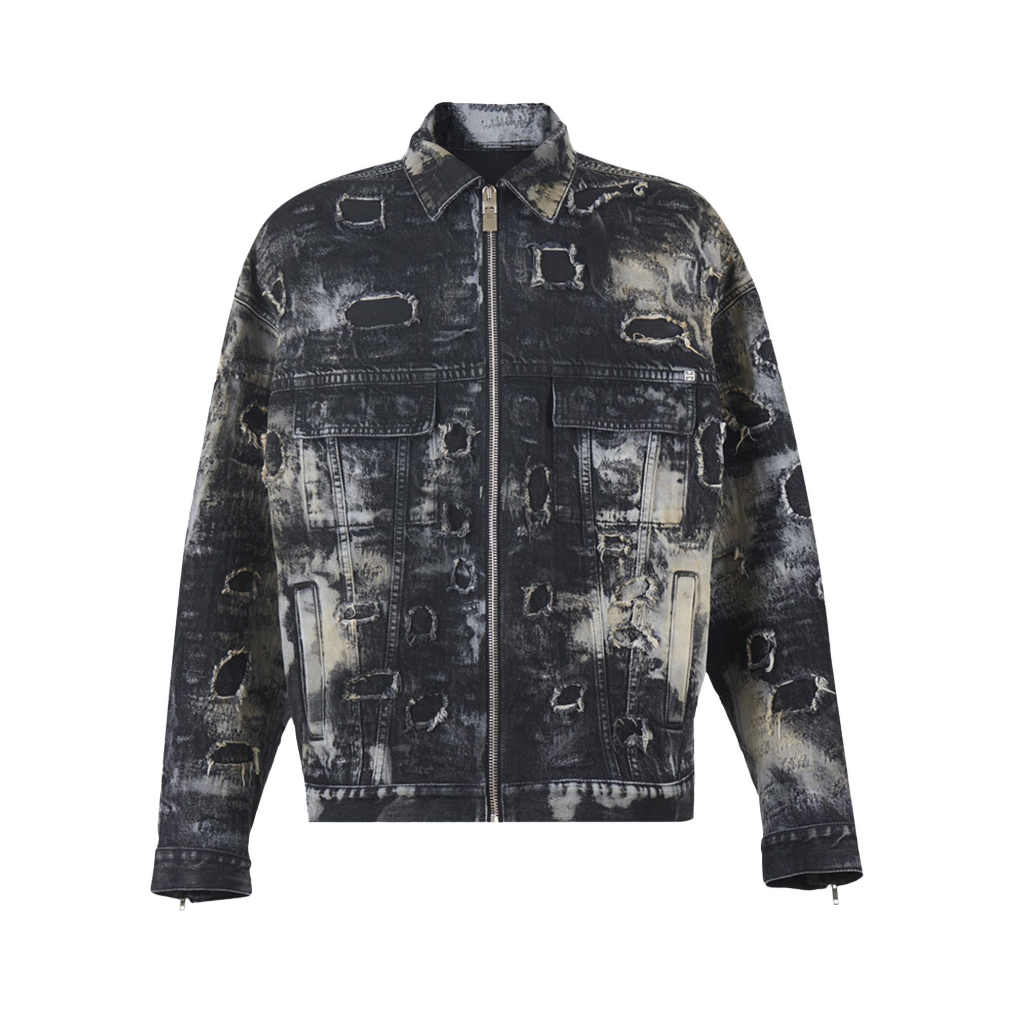 Buy Givenchy Oversized Fit 4G Rivet Zip Denim Jacket Black Beige BM00Q55Y44 007 GOAT CA