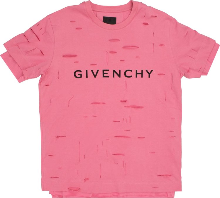 Buy Givenchy 2 Layers Classic Fit Hole T-Shirt 'Bright Pink ...