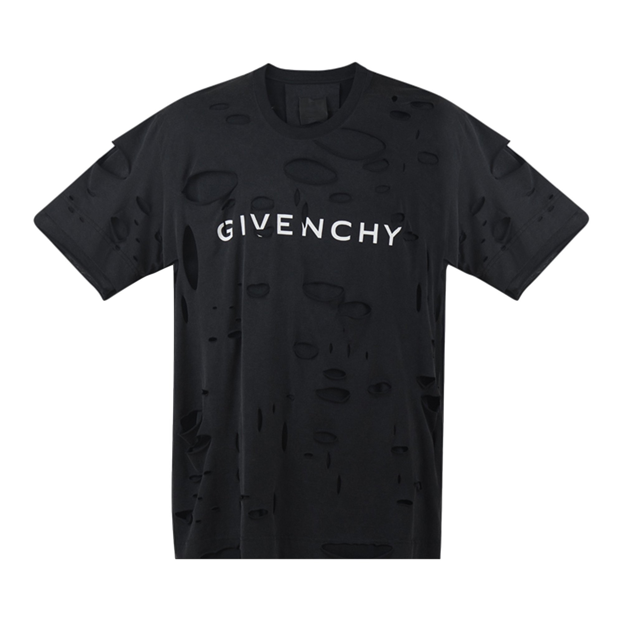 Buy Givenchy 2 Layers Classic Fit Hole T-Shirt 'Faded Black