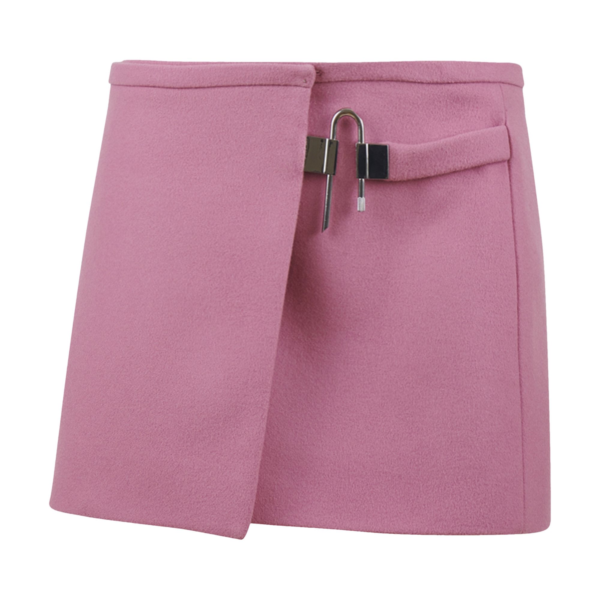 Neon pink mini wrap store skirt