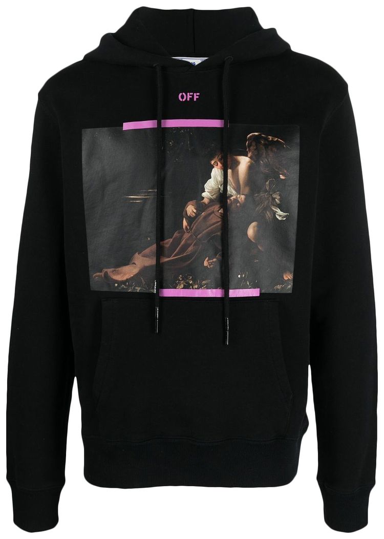 Off White Caravaggio Print Hoodie Black Cyclamen