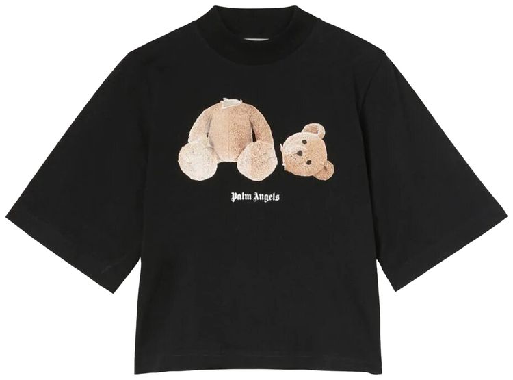 Palm Angels Bear Cropped Tee BlackBrown