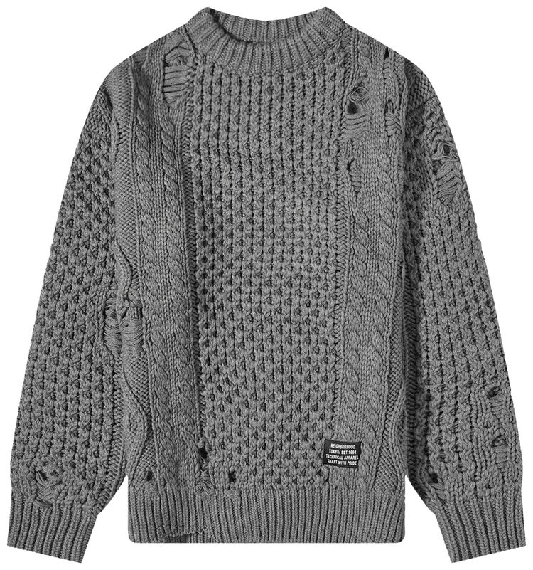 Neighborhood Savage Cable Sweater Grey