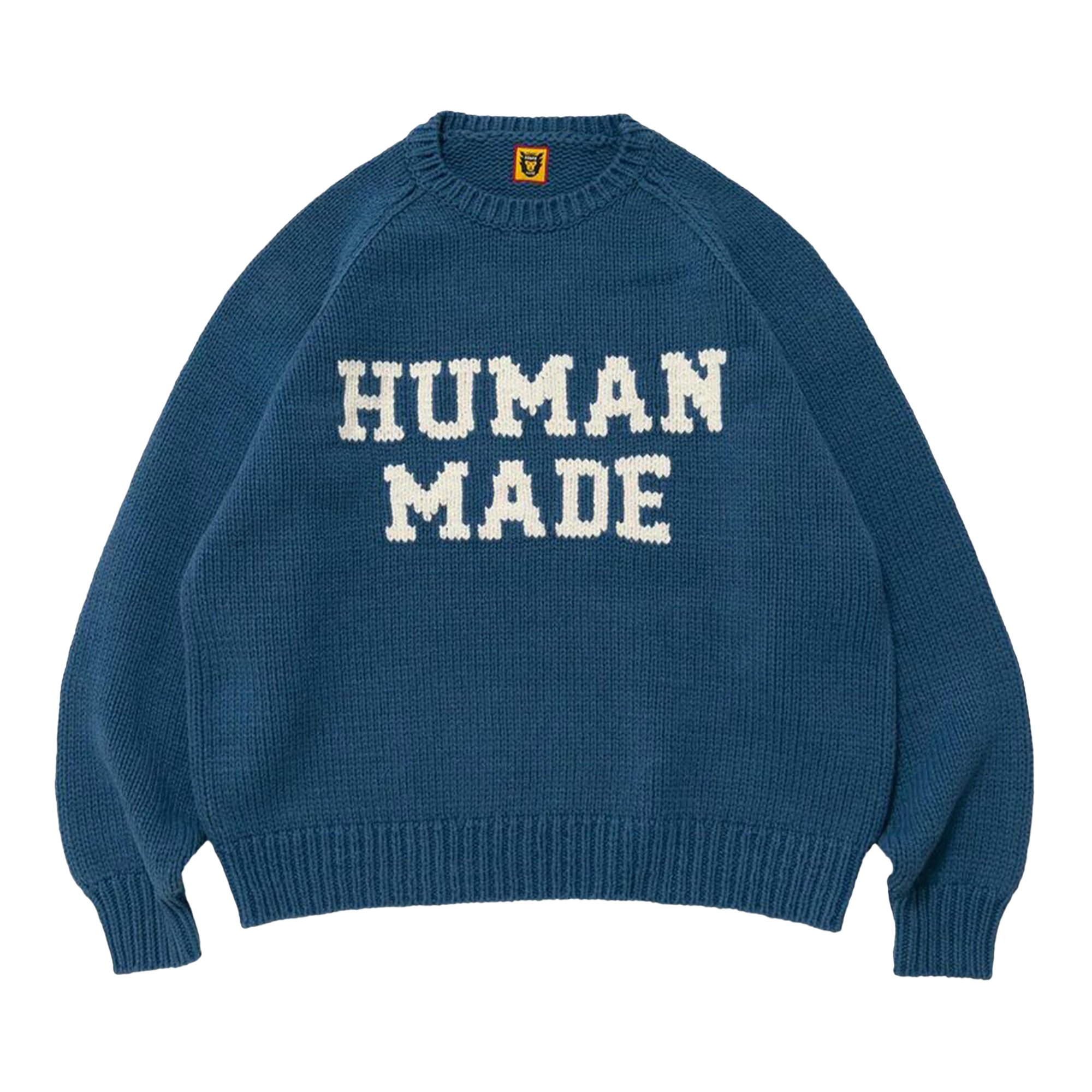 Buy Human Made Raglan Knit Sweater 'Blue' - HM24CS034 BLUE | GOAT CA