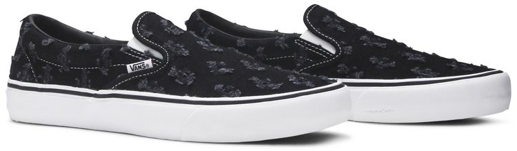 Supreme x Vans Slip On Black Hole Punch Denim