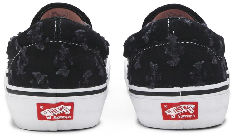 Supreme x Vans Slip On Black Hole Punch Denim
