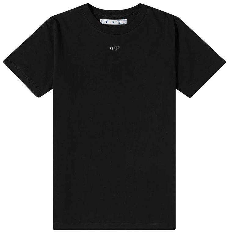 Off White Stencil Short Sleeve Slim Tee BlackWhite