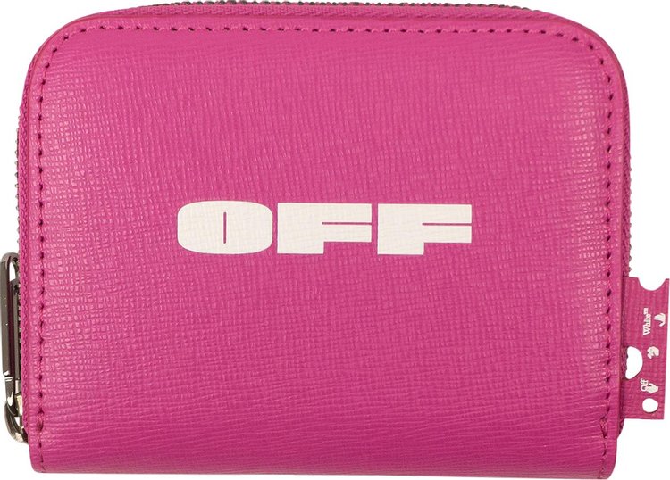 Off White Logo Zip Purse Wallet Pink