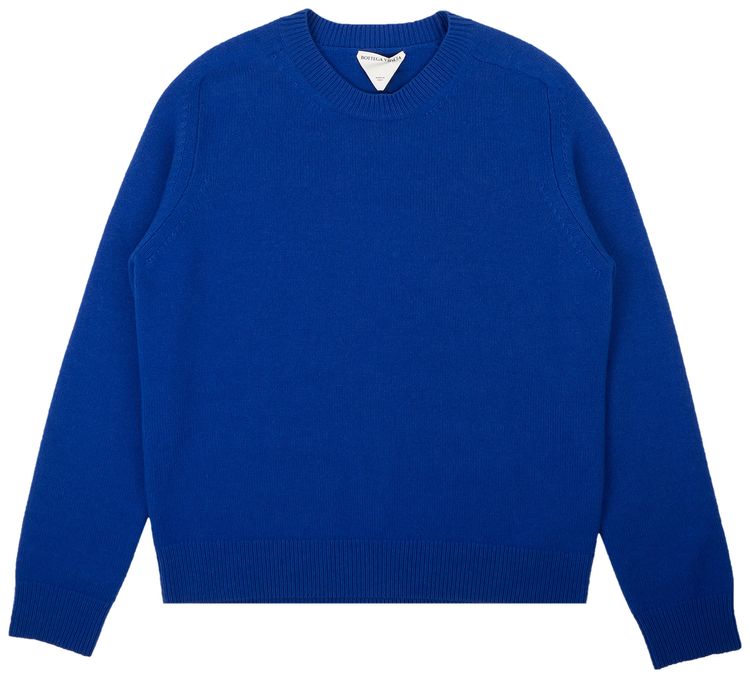 Bottega Veneta Medium Weight Knit Wool Pullover Sweater Blue