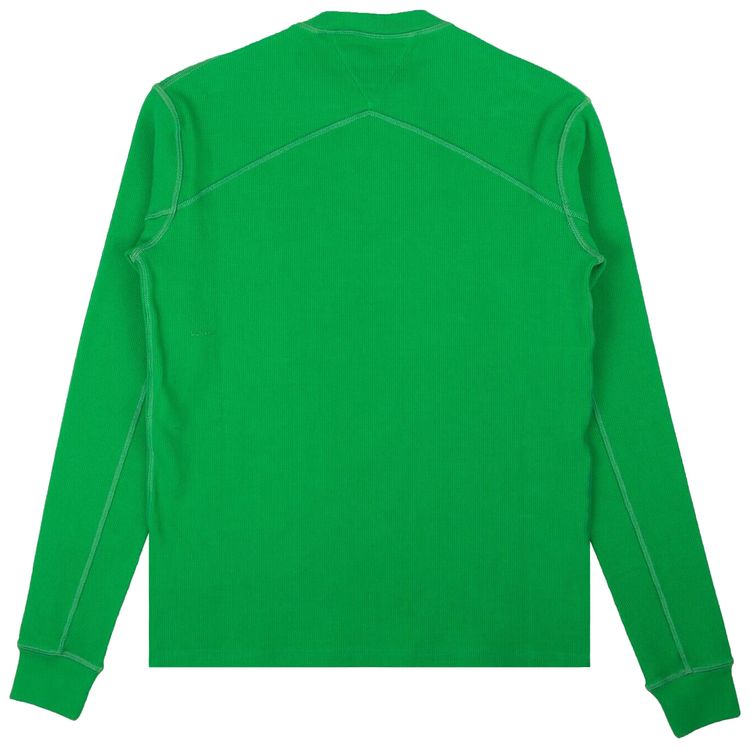 Bottega Veneta Waffle Knit Long Sleeve T Shirt Grass Green