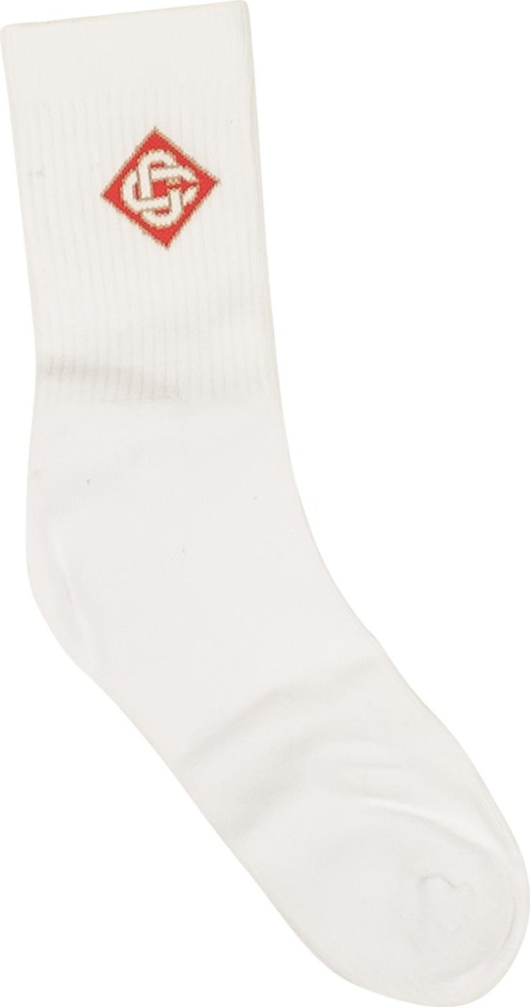 Casablanca Diamond Logo Ribbed Sport Socks 'White'